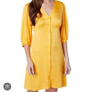 Young Fabulous & Broke Butter Yellow Viscose Button Down Aline Shift Dress Large